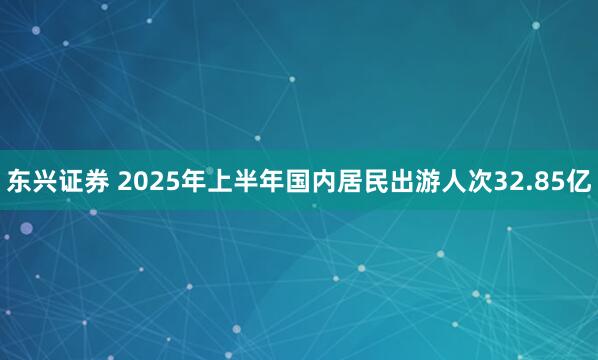 东兴证券 2025年上半年国内居民出游人次32.85亿